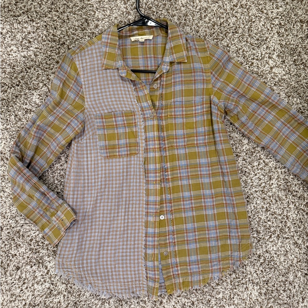 Plaid Button-Up Cotton Shirt